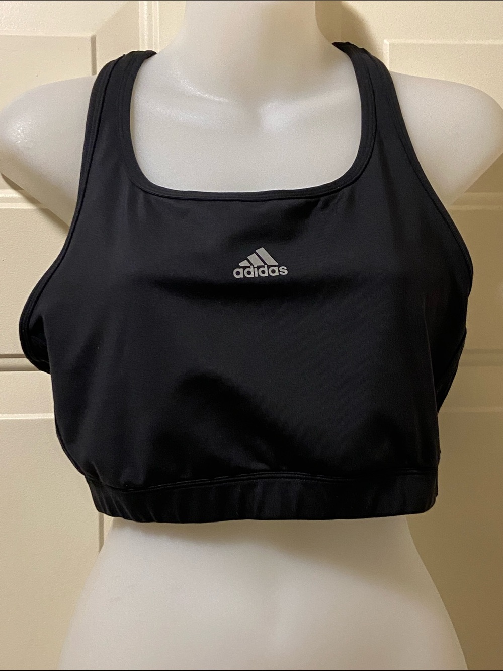 adidas Black Racerback Medium-Impact Sports Bra with Logo